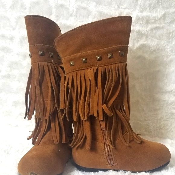 Toddler Girl Faux Suede Boots with Tassels - Picture 1 of 7
